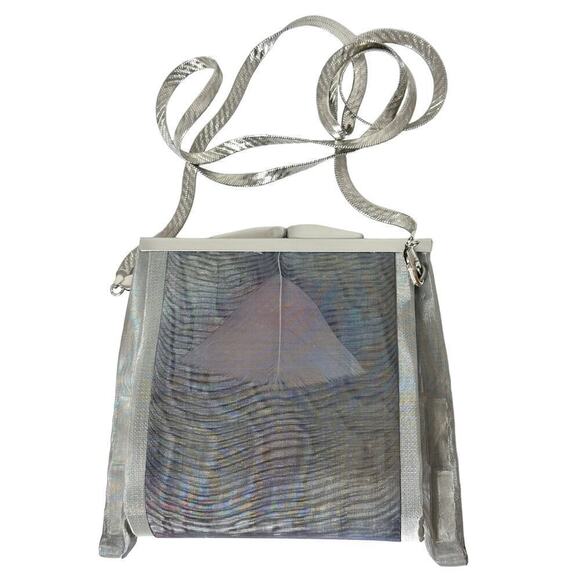 Bo's Art Los Angeles Small Metal Mesh Purse Pink Feathers Handmade OOAK - Picture 1 of 8